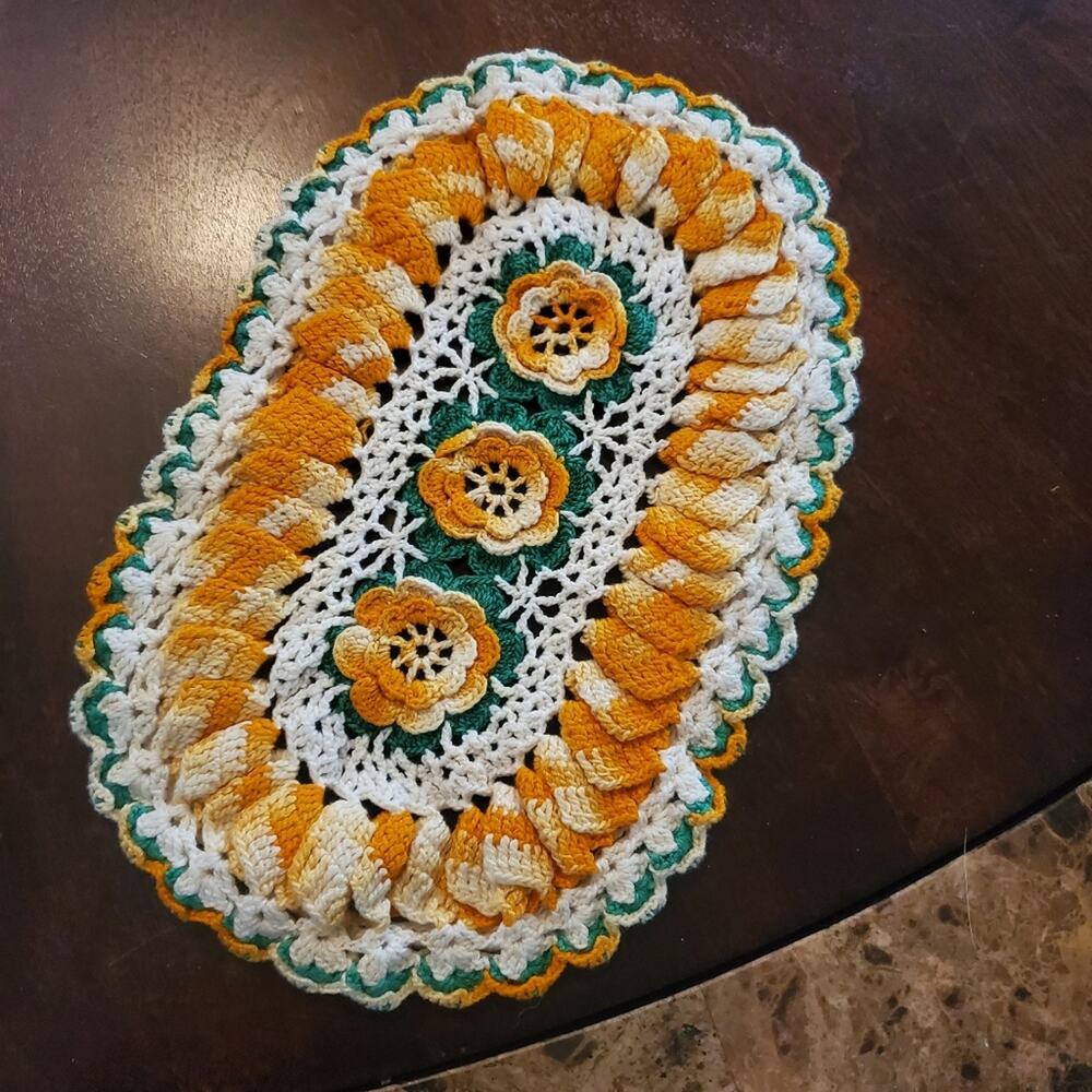 Vintage Hand Made Orange and Green Knit Dollie